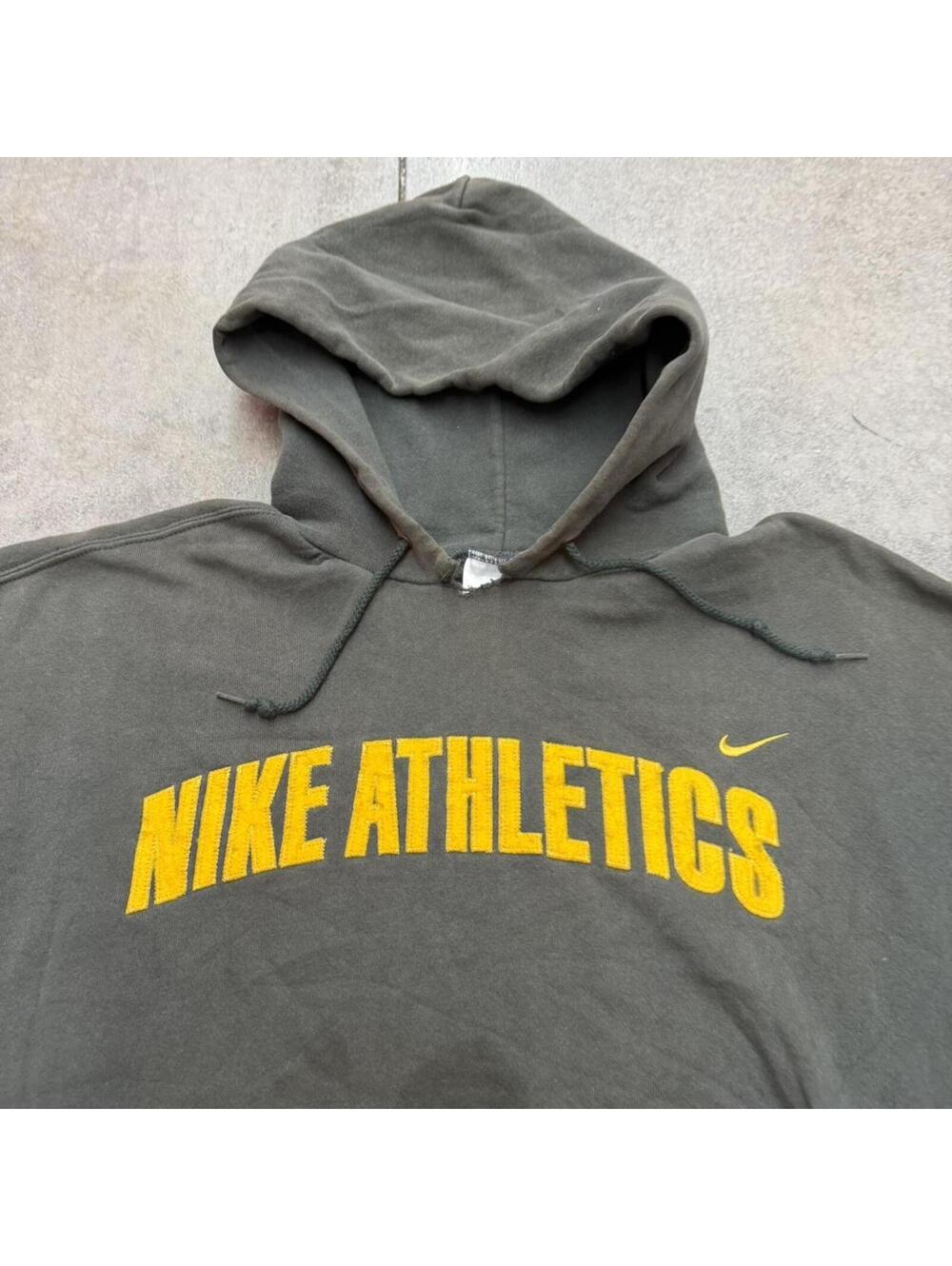 vintage nike athletics olive green made in usa hoodie size xl HAS STAIN - Picture 3 of 4